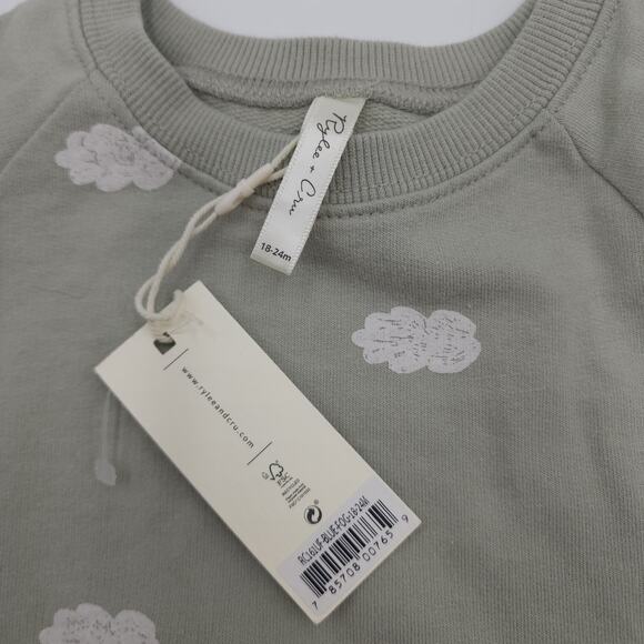 Rylee + Cru Long Sleeve Raglan Cloud Dress in Green Size 18-24 Months - Picture 6 of 7
